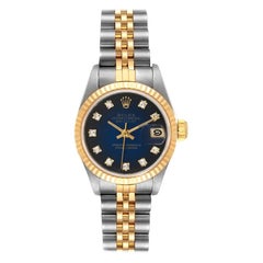 Rolex Datejust Steel Yellow Gold Diamond Ladies Watch 69173 Box Papers