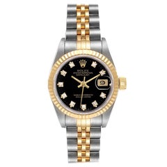 Rolex Datejust Steel Yellow Gold Diamond Ladies Watch 69173 Box Papers