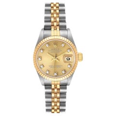 Rolex Datejust Steel Yellow Gold Diamond Ladies Watch 69173