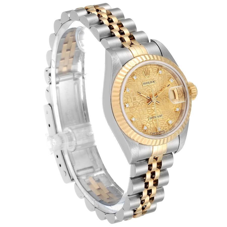 Rolex Datejust Steel Yellow Gold Diamond Ladies Watch 69173 Papers In Excellent Condition For Sale In Atlanta, GA