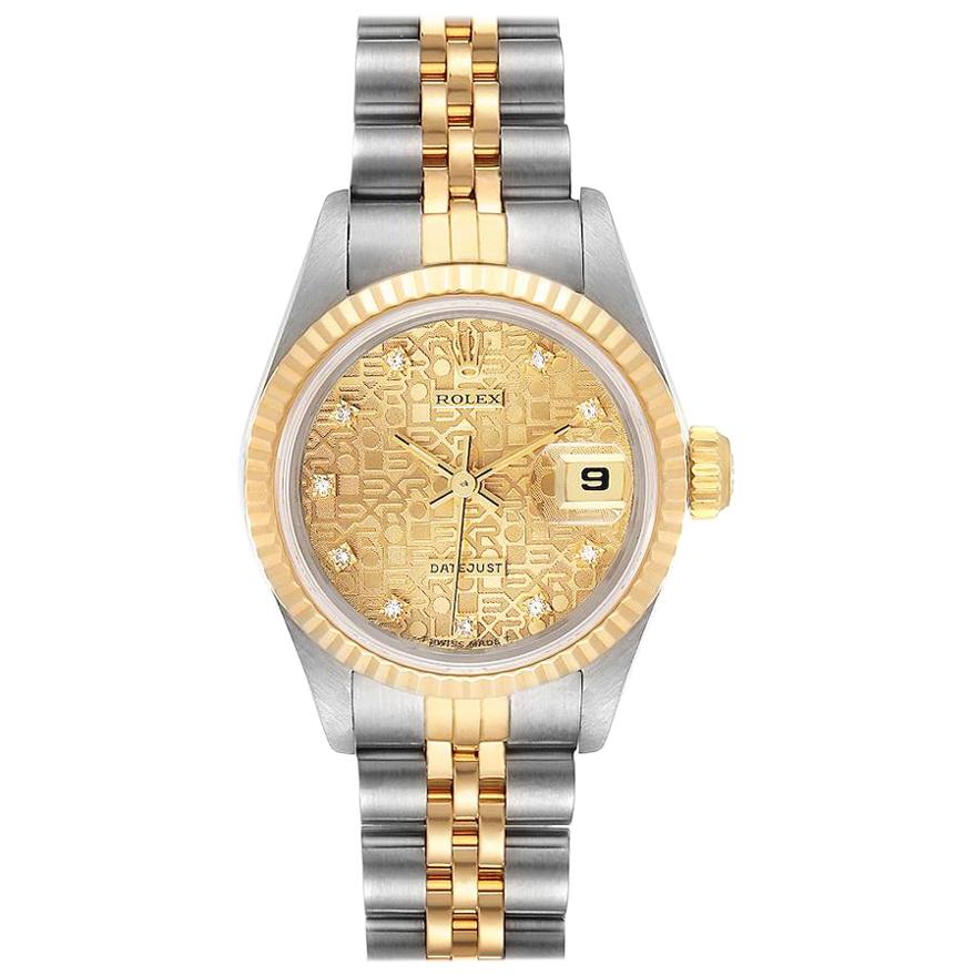 Rolex Datejust Steel Yellow Gold Diamond Ladies Watch 69173 Papers For Sale