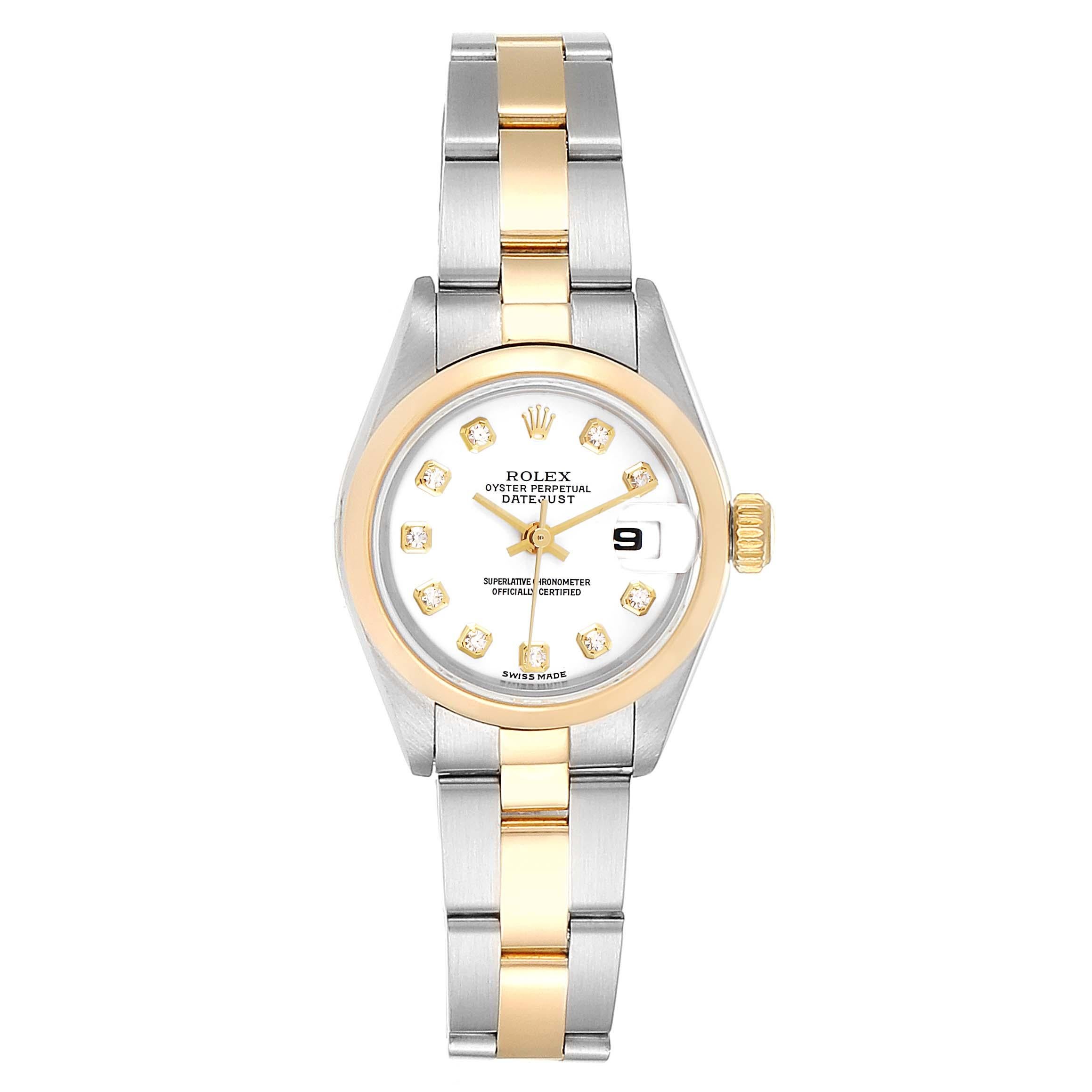 Rolex Datejust Steel Yellow Gold Diamond Ladies Watch 79163 Box Papers For Sale At 1stdibs