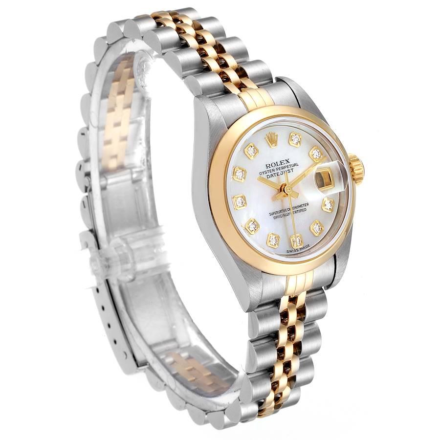 Rolex Datejust Steel Yellow Gold Diamond Ladies Watch 79163 Papers In Excellent Condition For Sale In Atlanta, GA