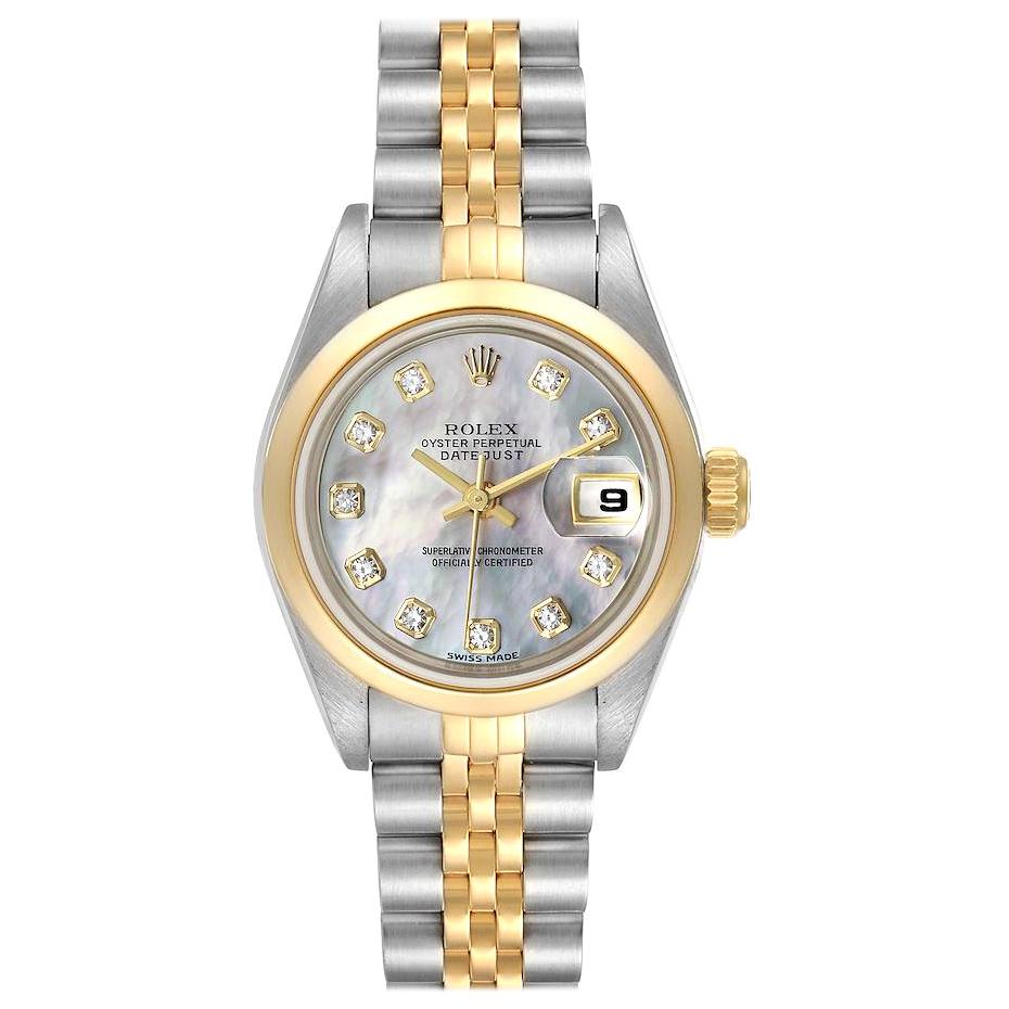Rolex Datejust Steel Yellow Gold Diamond Ladies Watch 79163 Papers For Sale