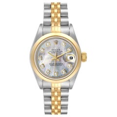 Rolex Datejust Steel Yellow Gold Diamond Ladies Watch 79163 Papers