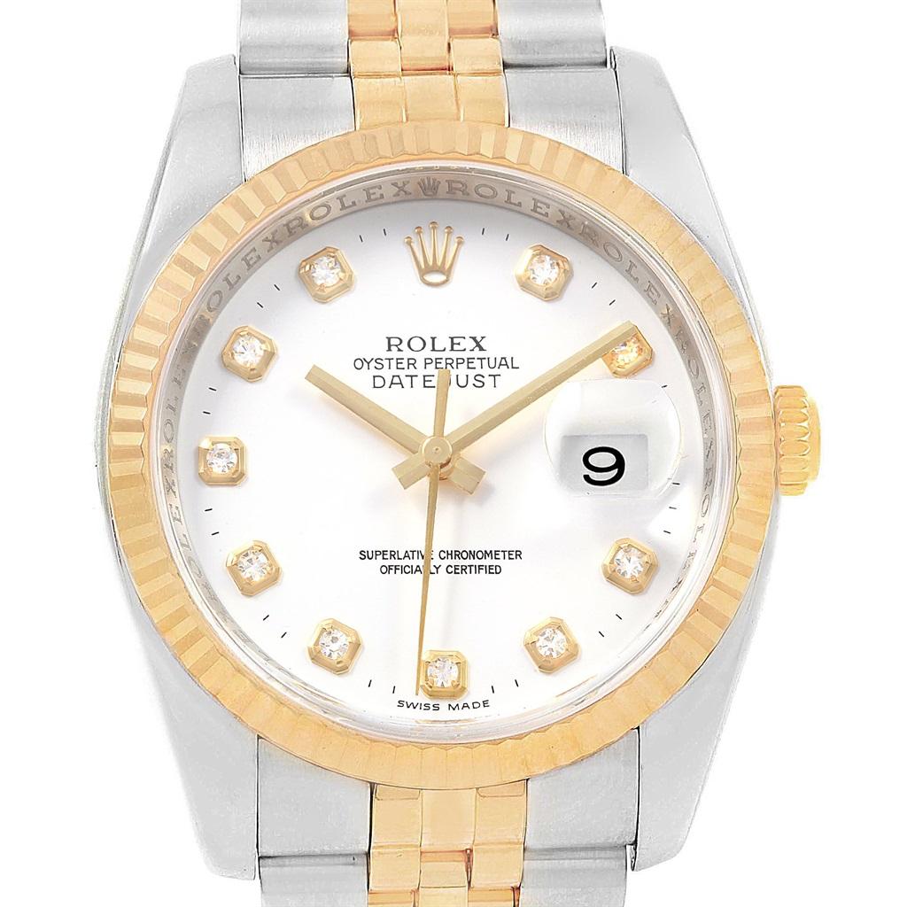 Rolex Datejust Steel Yellow Gold Diamond Men's Watch 116233 Box Papers 5