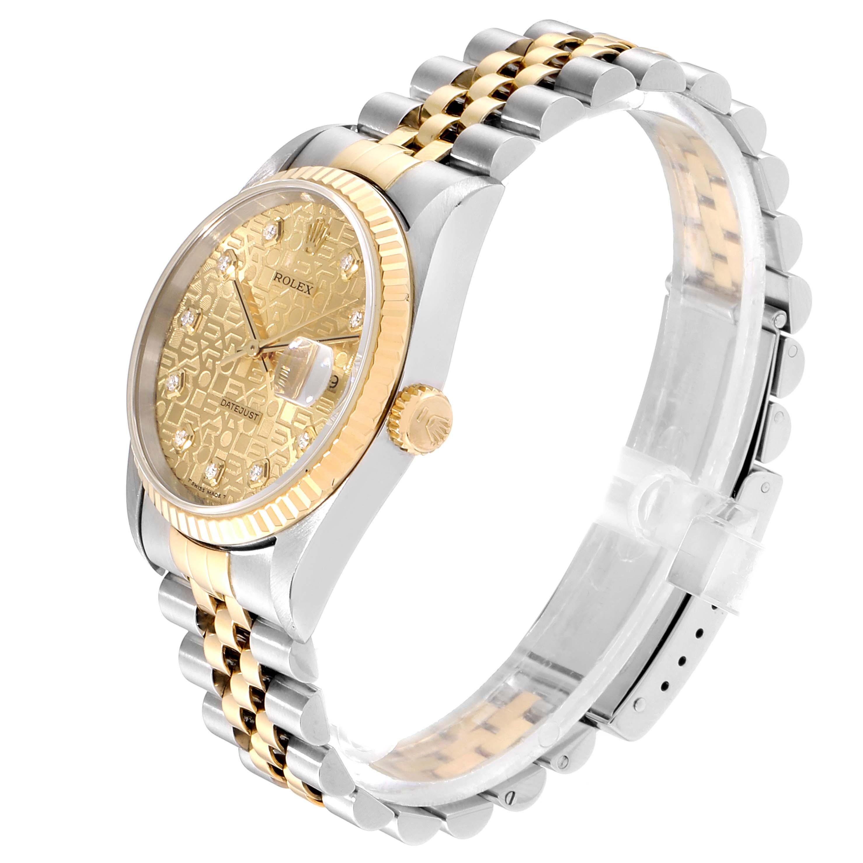 Rolex Datejust Steel Yellow Gold Diamond Men’s Watch 16233 Box In Excellent Condition In Atlanta, GA
