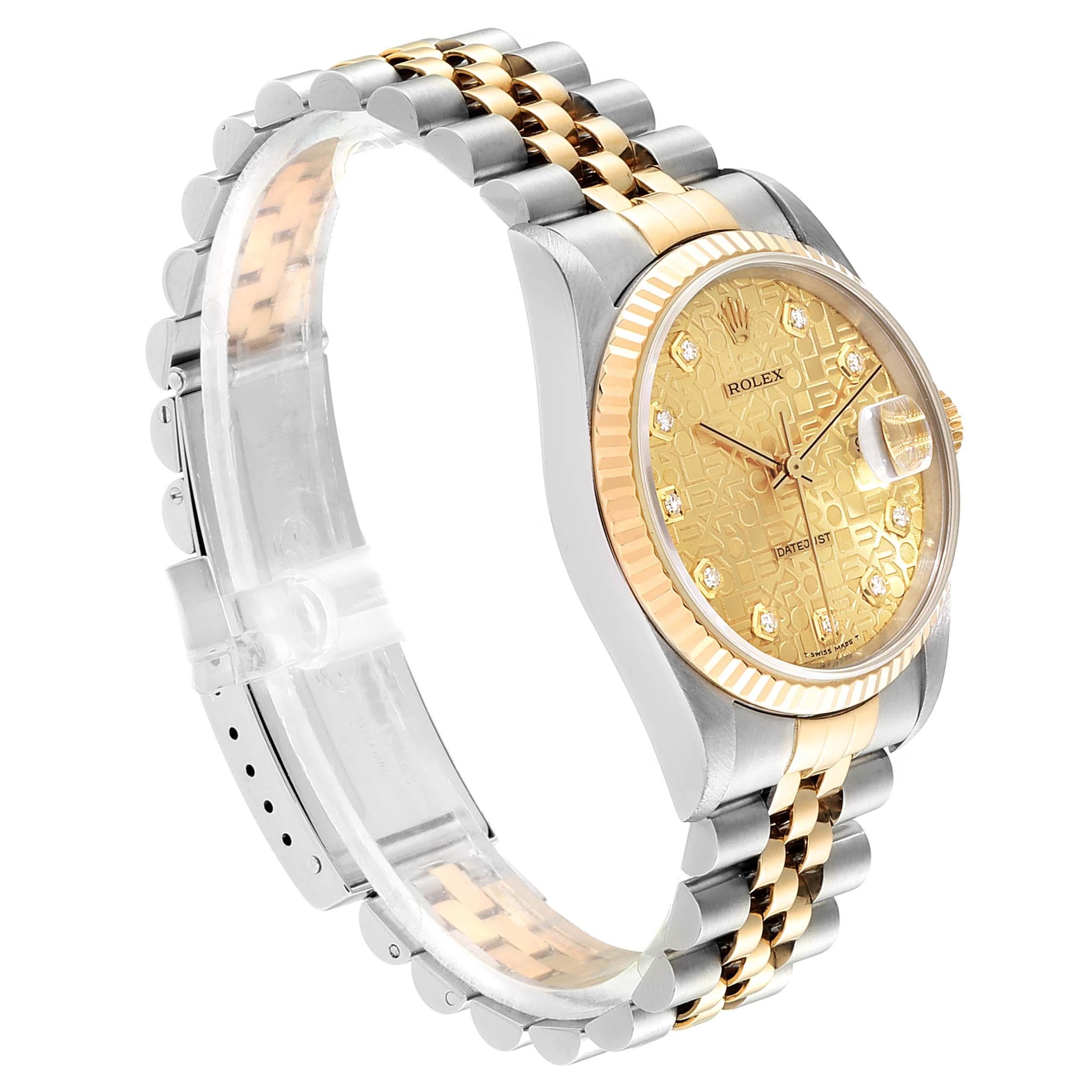 Men's Rolex Datejust Steel Yellow Gold Diamond Men’s Watch 16233 Box