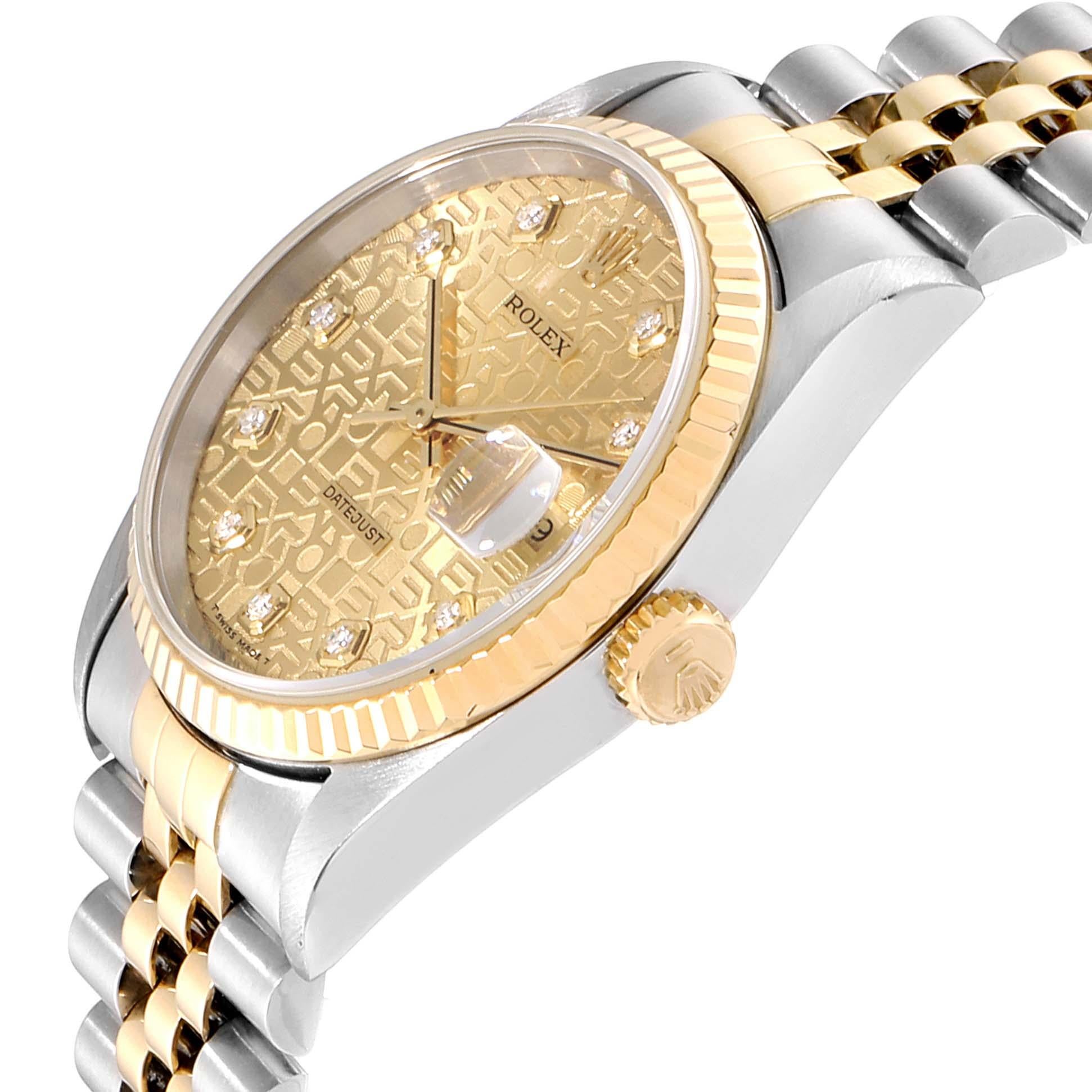 Rolex Datejust Steel Yellow Gold Diamond Men’s Watch 16233 Box 1