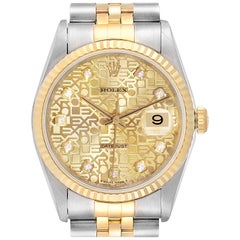 Rolex Datejust Steel Yellow Gold Diamond Men’s Watch 16233 Box