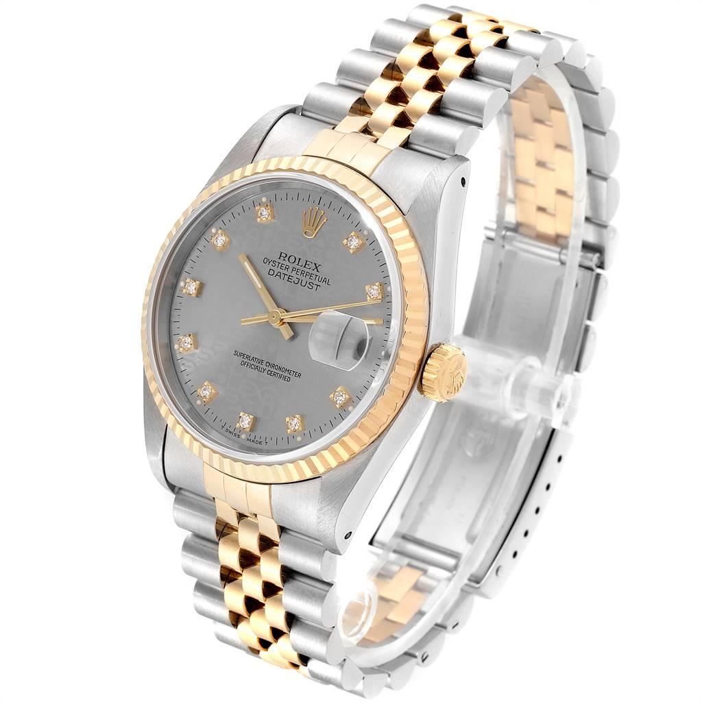 Rolex Datejust Steel Yellow Gold Diamond Men's Watch 16233 Box Papers In Excellent Condition In Atlanta, GA