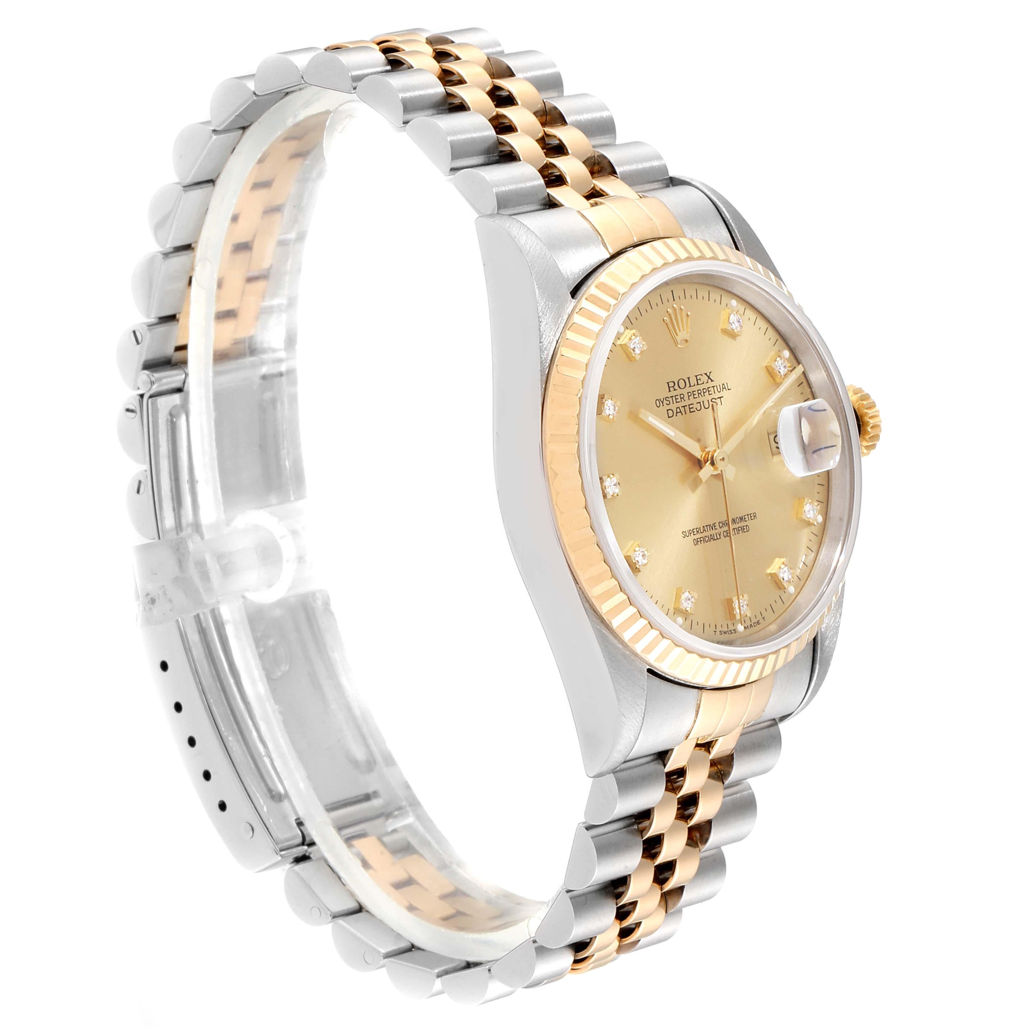 Rolex Datejust Steel Yellow Gold Diamond Men's Watch 16233 Box Papers 1