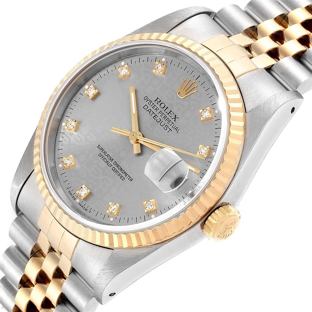 Rolex Datejust Steel Yellow Gold Diamond Men's Watch 16233 Box Papers 2