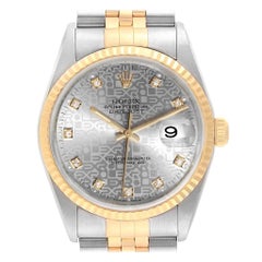 Rolex Datejust Steel Yellow Gold Diamond Men's Watch 16233 Box Papers