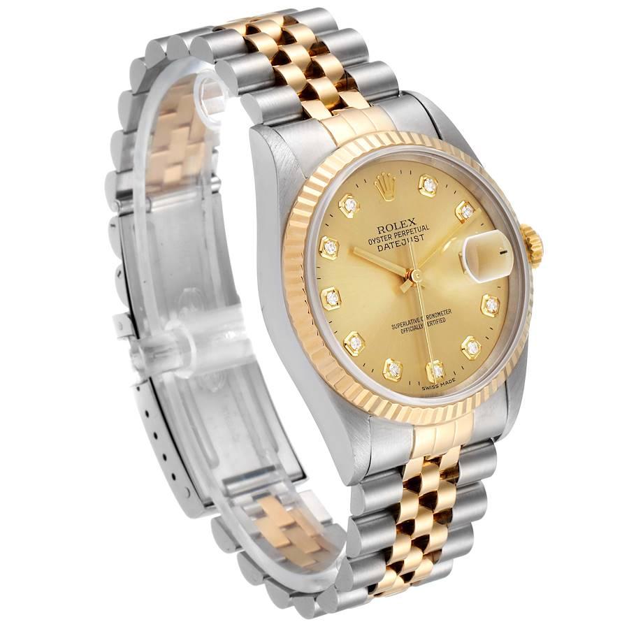 Rolex Datejust Steel Yellow Gold Diamond Men's Watch 16233 In Excellent Condition In Atlanta, GA