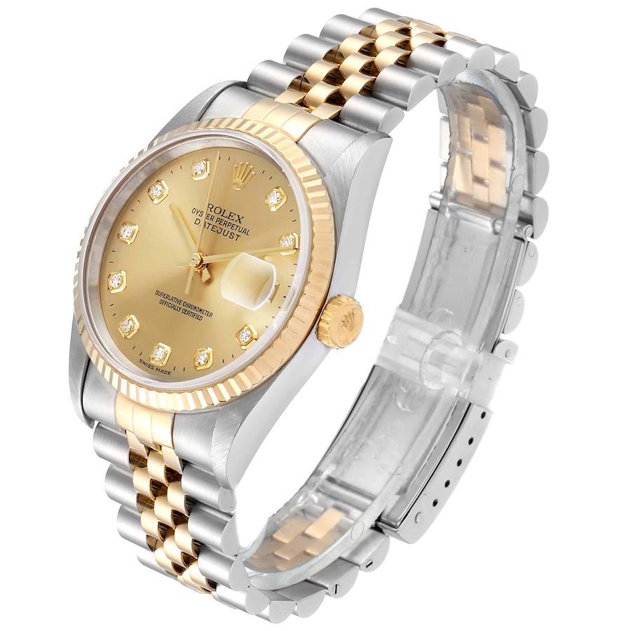 Rolex Datejust Steel Yellow Gold Diamond Men's Watch 16233 1