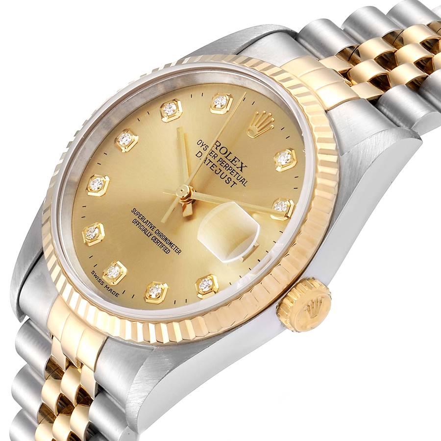 Rolex Datejust Steel Yellow Gold Diamond Men's Watch 16233 2