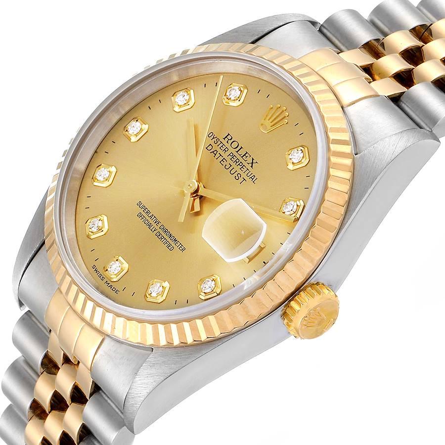 Rolex Datejust Steel Yellow Gold Diamond Men's Watch 16233 2