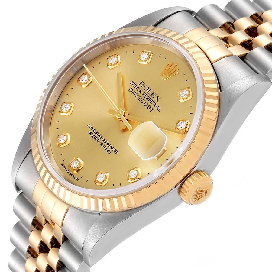 Rolex Datejust Steel Yellow Gold Diamond Men's Watch 16233 For Sale 2