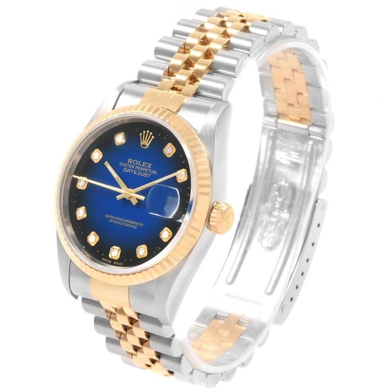 Rolex Datejust Steel Yellow Gold Diamond Vignette Dial Men’s Watch ...