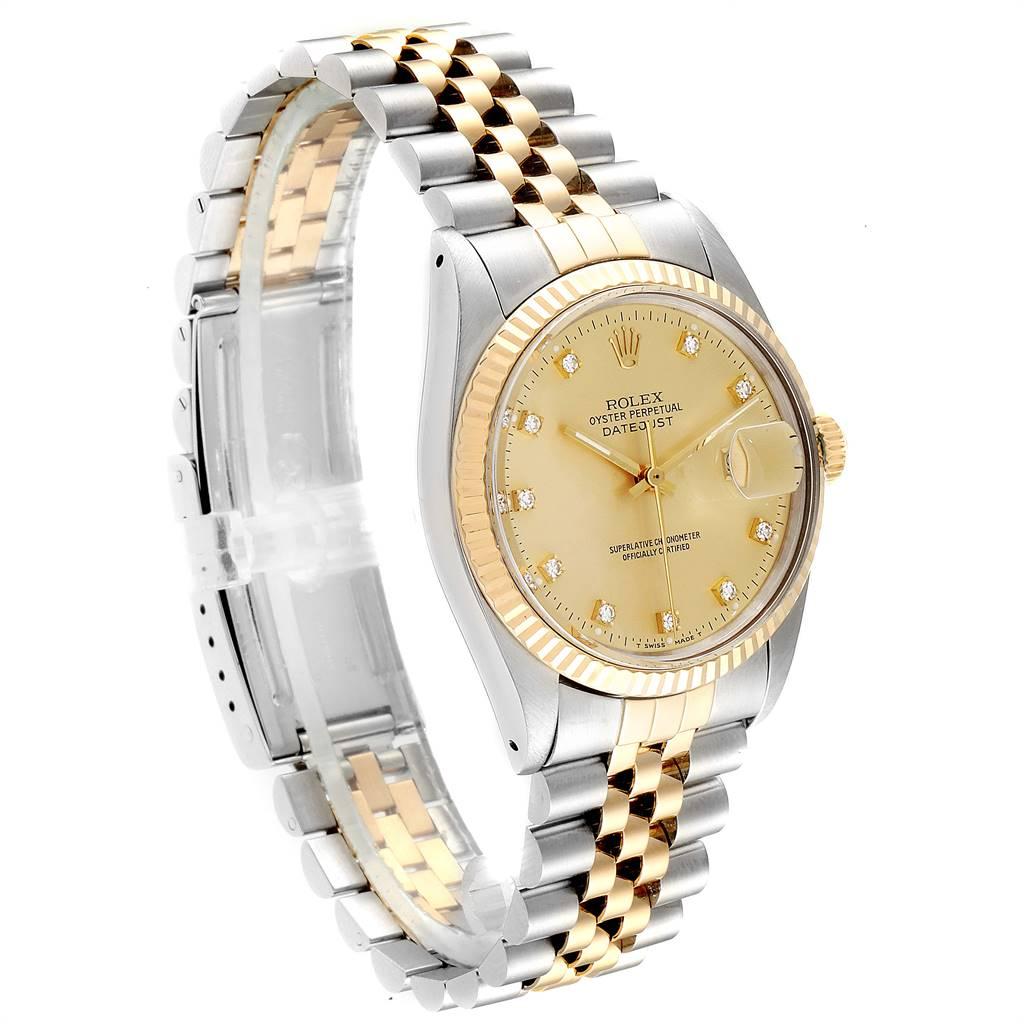 Rolex Datejust Steel Yellow Gold Diamond Vintage Men's Watch 16013 Box Papers In Good Condition For Sale In Atlanta, GA