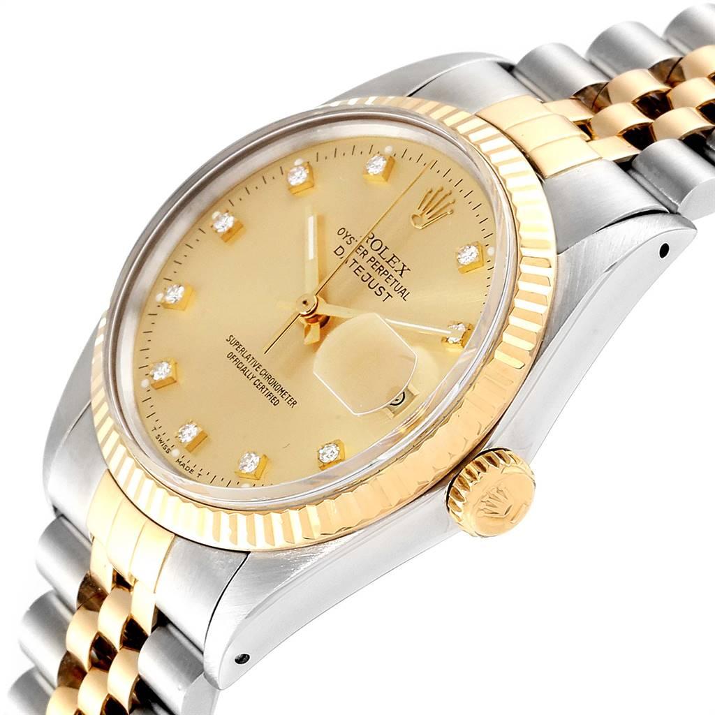 Rolex Datejust Steel Yellow Gold Diamond Vintage Men's Watch 16013 Box Papers For Sale 2