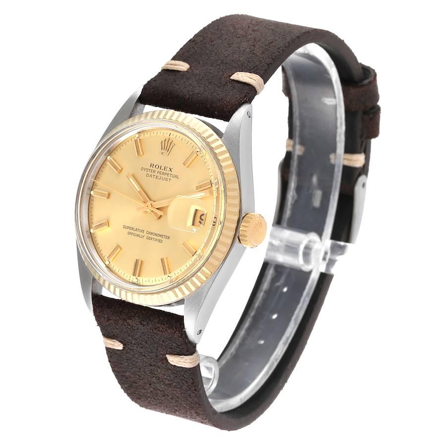 Rolex Datejust Stahl-Gelbgold-Herrenuhr mit Fat Boy-Zifferblatt 1601 im Angebot 1