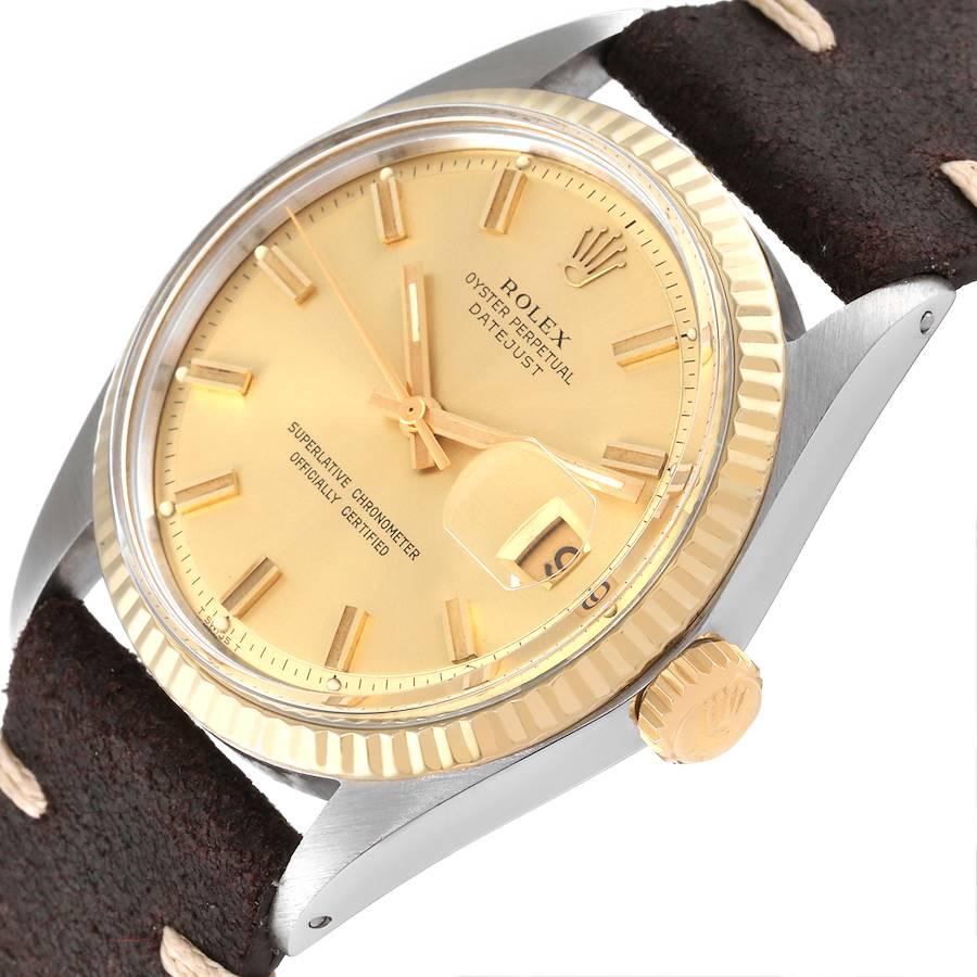 Rolex Datejust Stahl-Gelbgold-Herrenuhr mit Fat Boy-Zifferblatt 1601 im Angebot 2