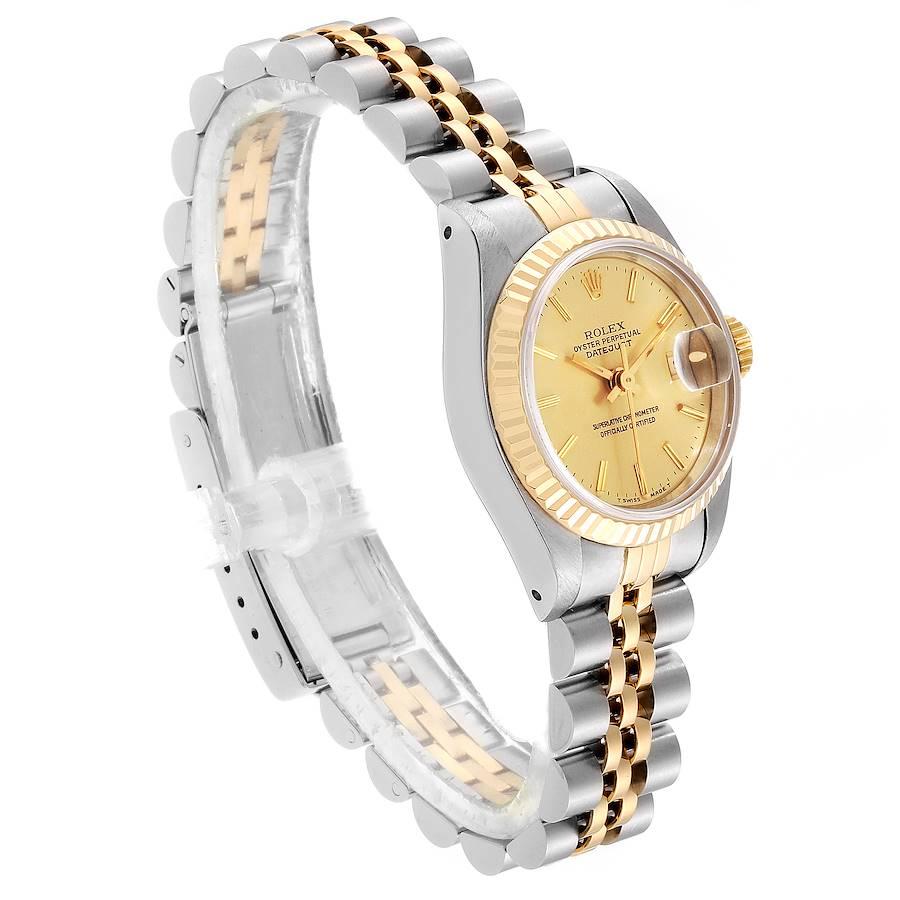 Rolex Datejust Steel Yellow Gold Fluted Bezel Ladies Watch 69173 Box In Excellent Condition For Sale In Atlanta, GA