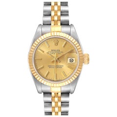 Vintage Rolex Datejust Steel Yellow Gold Fluted Bezel Ladies Watch 69173 Box