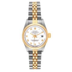 Rolex Datejust Steel Yellow Gold Fluted Bezel Ladies Watch 69173 Box Papers