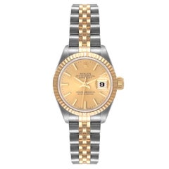 Rolex Datejust Steel Yellow Gold Fluted Bezel Ladies Watch 69173 Box Papers