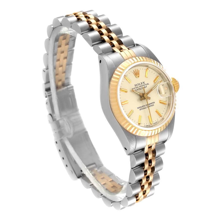 Rolex Datejust Steel Yellow Gold Fluted Bezel Ladies Watch 69173 Box Papers In Good Condition For Sale In Atlanta, GA