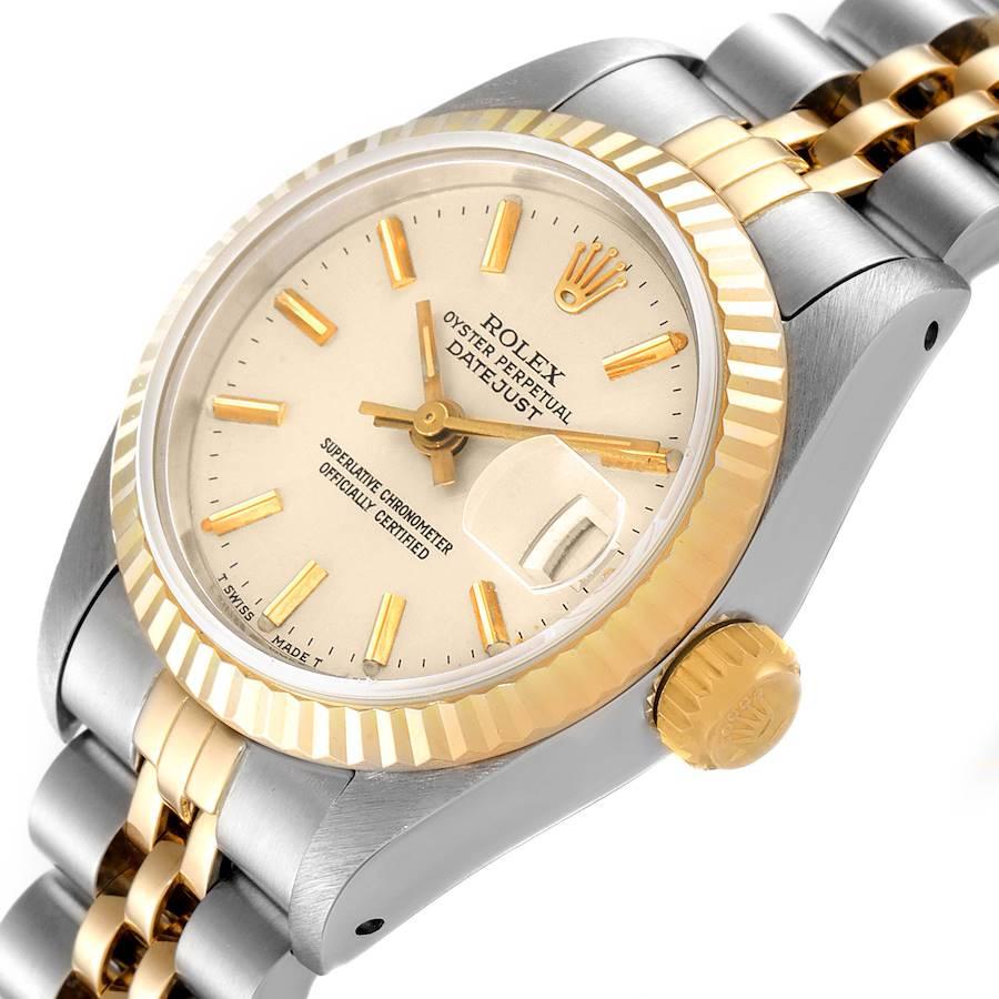 Rolex Datejust Steel Yellow Gold Fluted Bezel Ladies Watch 69173 Box Papers For Sale 1