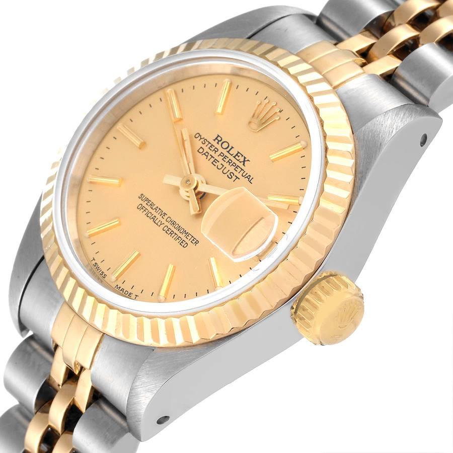 Rolex Datejust Stahl Gelbgold geriffelte Lünette Damenuhr 69173 Box Papiere 2
