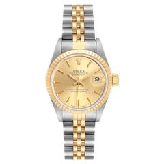 Rolex Datejust Steel Yellow Gold Fluted Bezel Ladies Watch 69173 Box Papers