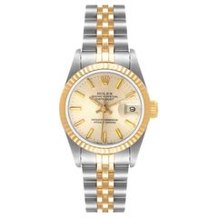 Rolex Datejust Steel Yellow Gold Fluted Bezel Ladies Watch 69173 Box Papers