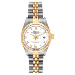 Rolex Datejust Stahl Gelbgold geriffelte Lünette Damenuhr 69173 Box Papiere