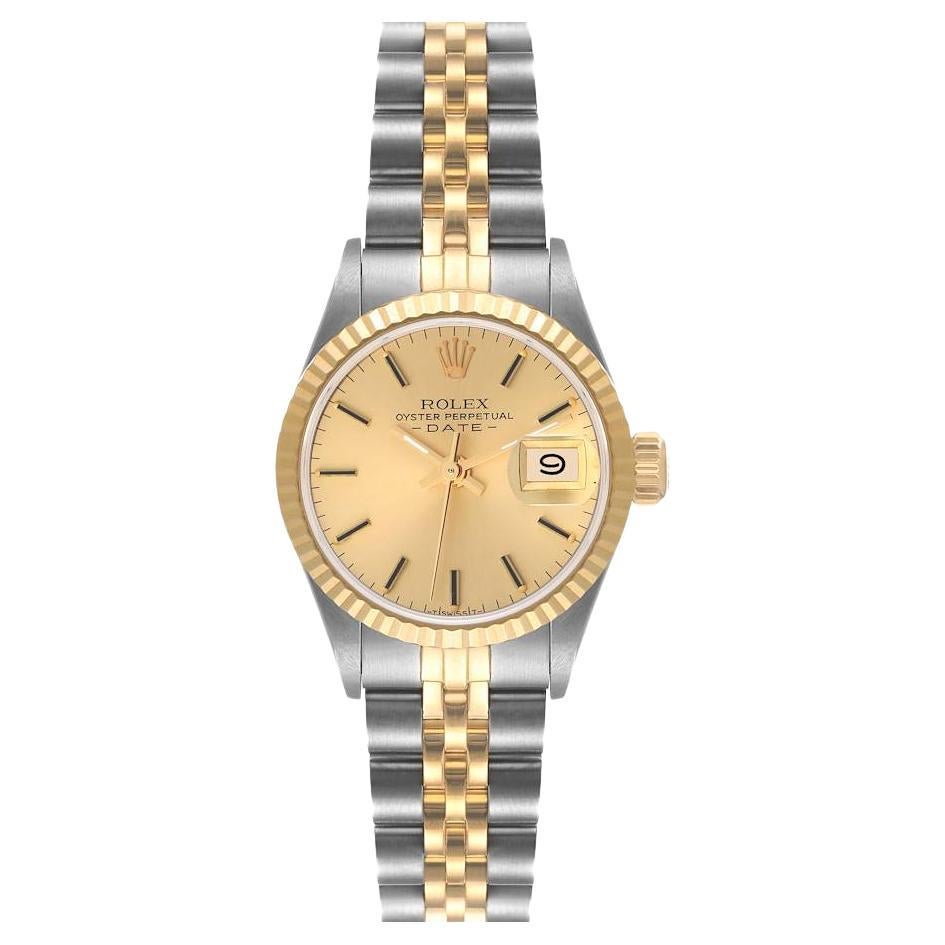 Rolex Datejust Steel Yellow Gold Fluted Bezel Ladies Watch 69173 For Sale at 1stDibs