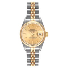 Vintage Rolex Datejust Steel Yellow Gold Fluted Bezel Ladies Watch 69173 Box Papers