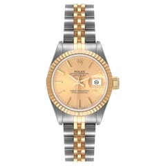 Vintage Rolex Datejust Steel Yellow Gold Fluted Bezel Ladies Watch 69173 Box Papers