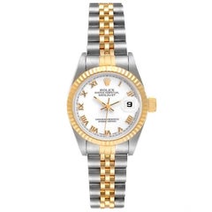 Rolex Datejust Steel Yellow Gold Fluted Bezel Ladies Watch 69173