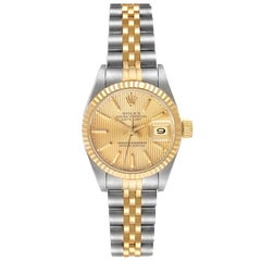 Rolex Datejust Steel Yellow Gold Fluted Bezel Ladies Watch 69173