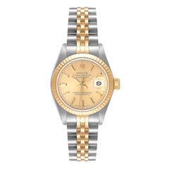 Rolex Datejust Steel Yellow Gold Fluted Bezel Ladies Watch 69173