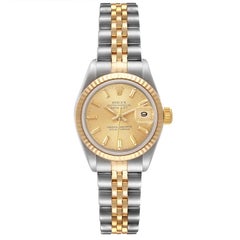 Rolex Datejust Steel Yellow Gold Fluted Bezel Ladies Watch 69173