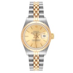 Rolex Datejust Steel Yellow Gold Fluted Bezel Ladies Watch 69173