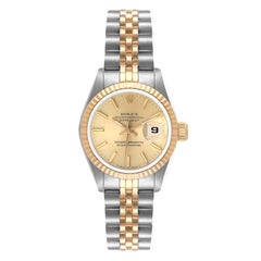 Rolex Datejust Steel Yellow Gold Fluted Bezel Ladies Watch 69173