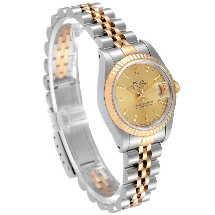 Rolex Datejust Steel Yellow Gold Fluted Bezel Ladies Watch 69173 In Excellent Condition In Atlanta, GA