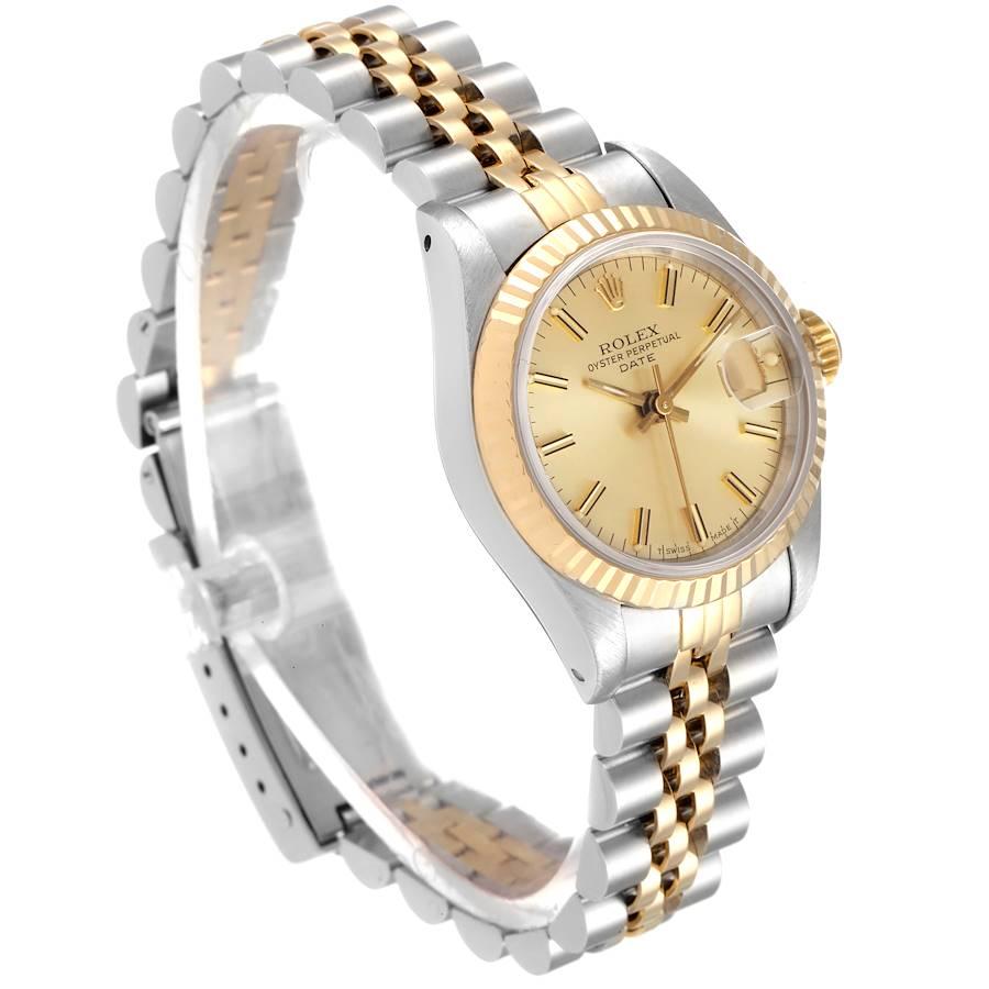 Rolex Datejust Steel Yellow Gold Fluted Bezel Ladies Watch 69173 In Excellent Condition For Sale In Atlanta, GA