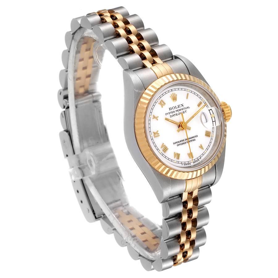 Rolex Datejust Steel Yellow Gold Fluted Bezel Ladies Watch 69173 In Excellent Condition In Atlanta, GA